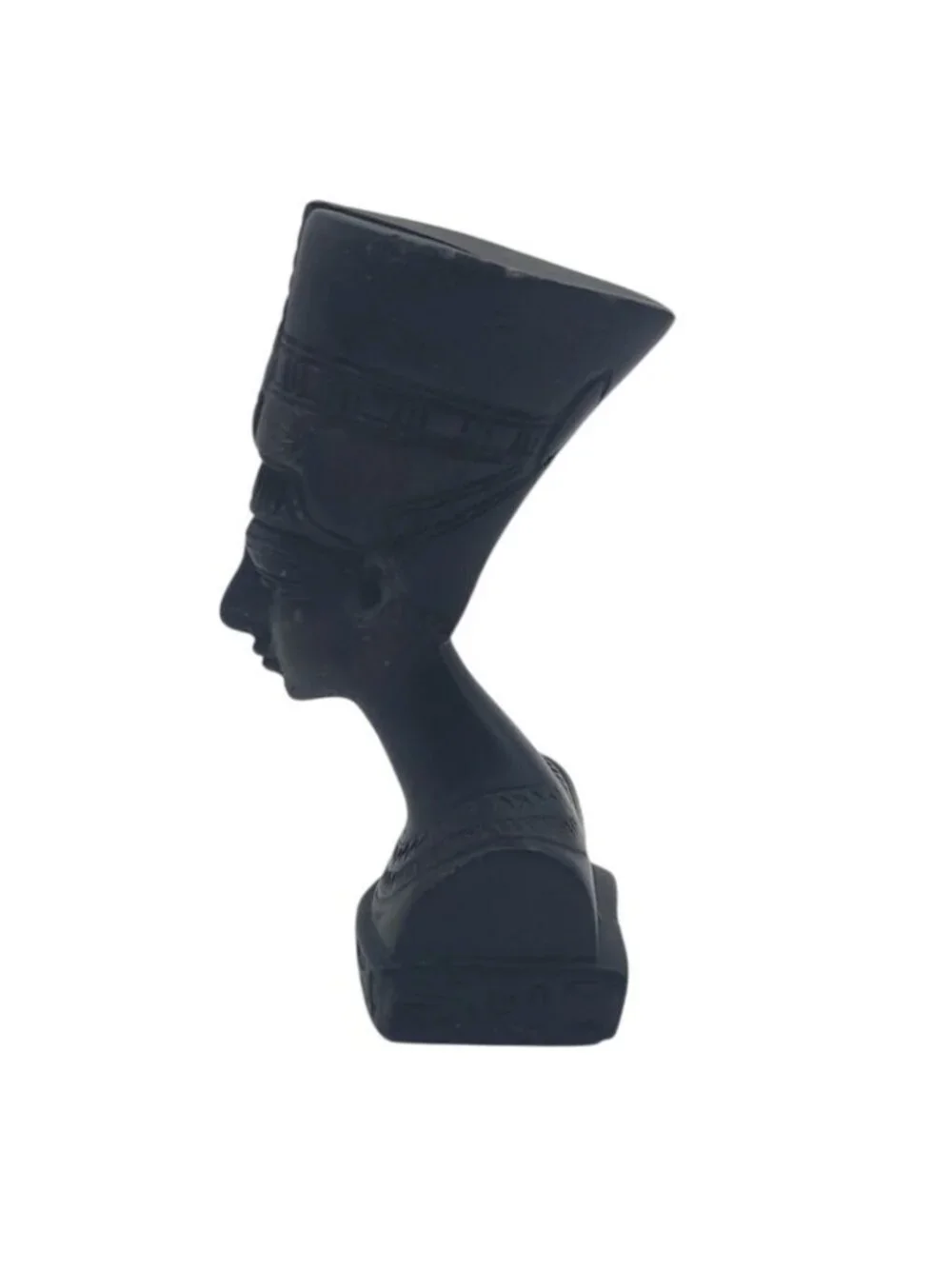 Vintage Egyptian Queen Nefertiti Black Chalkware Bust Figurine Reproduction